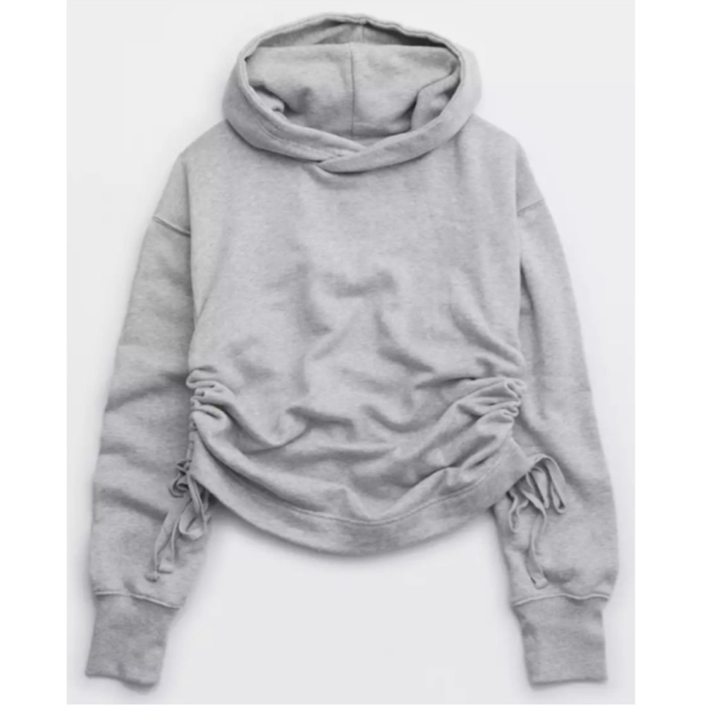 Aerie Cinched Up Hoodie Gray Small